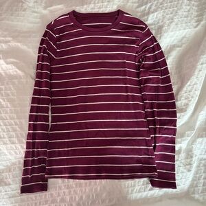 GAP XS Striped Long Sleeve Maroon Top